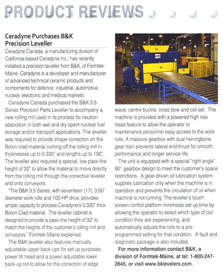 B & K® Ceradyne Precision Leveler release 